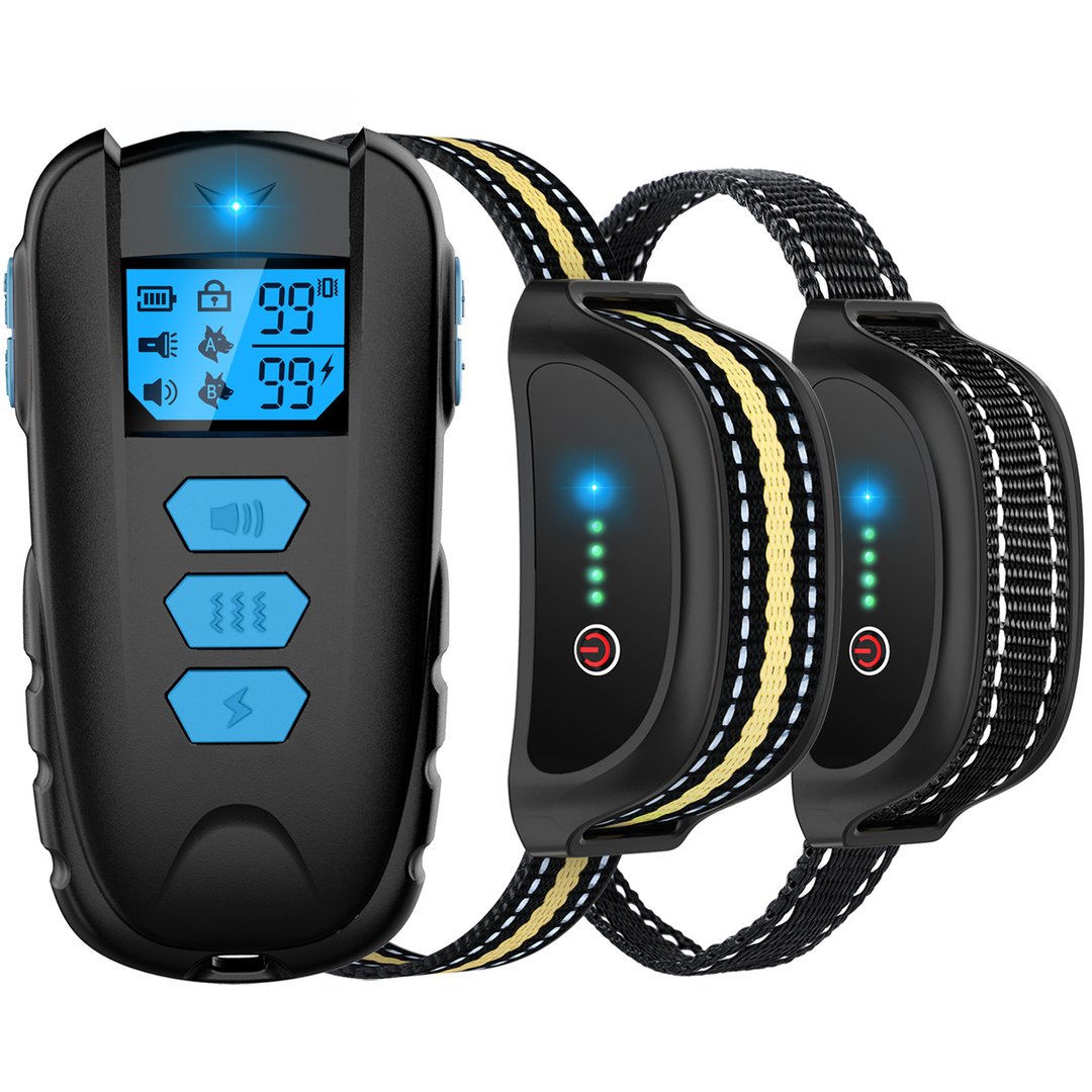 Dog Training Collar, Shock Collar for Dogs with Remote, Rechargeable Dog Shock Waterproof Bark Collar