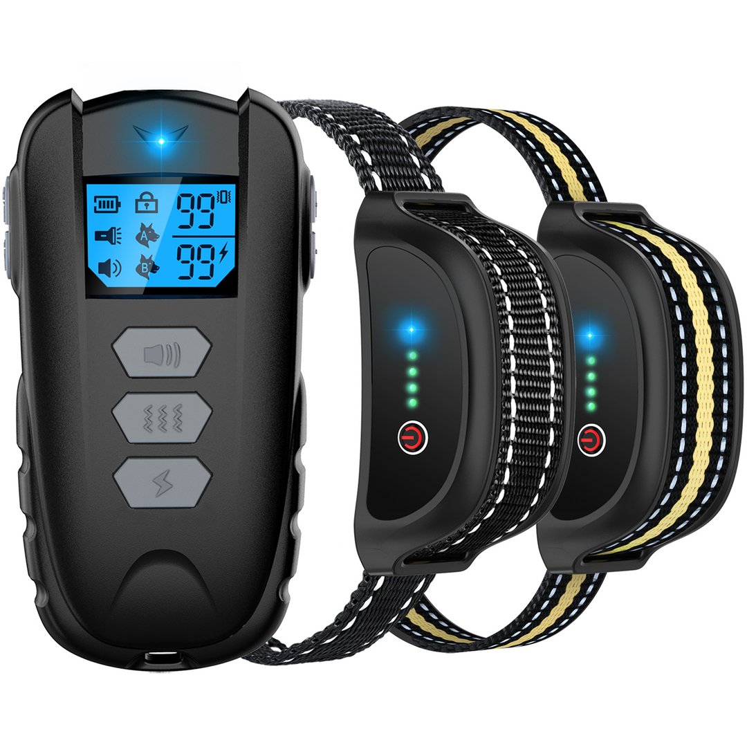 Dog Training Collar, Shock Collar for Dogs with Remote, Rechargeable Dog Shock Waterproof Bark Collar