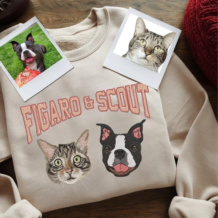 Custom Pet Photo Embroidered Sweatshirt & Hoodie