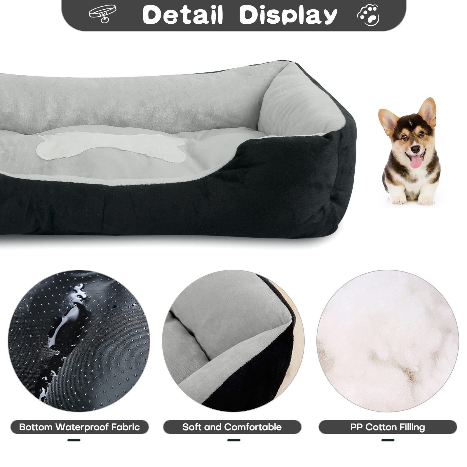 Dog Bed, Bone Pet Bed for Small to Large Pets
