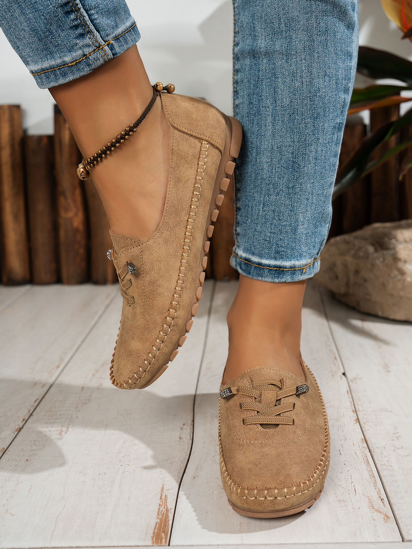 Women's Breathable Vintage Style Leather Loafers, Orthopedic Slip-On Moccasins