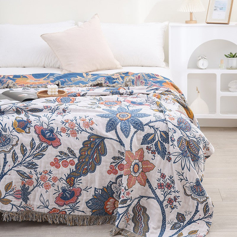 Eden Flora Tasseled Sofa Throw Blanket