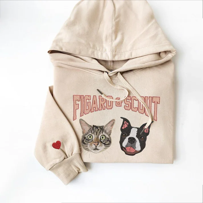 Custom Pet Photo Embroidered Sweatshirt & Hoodie