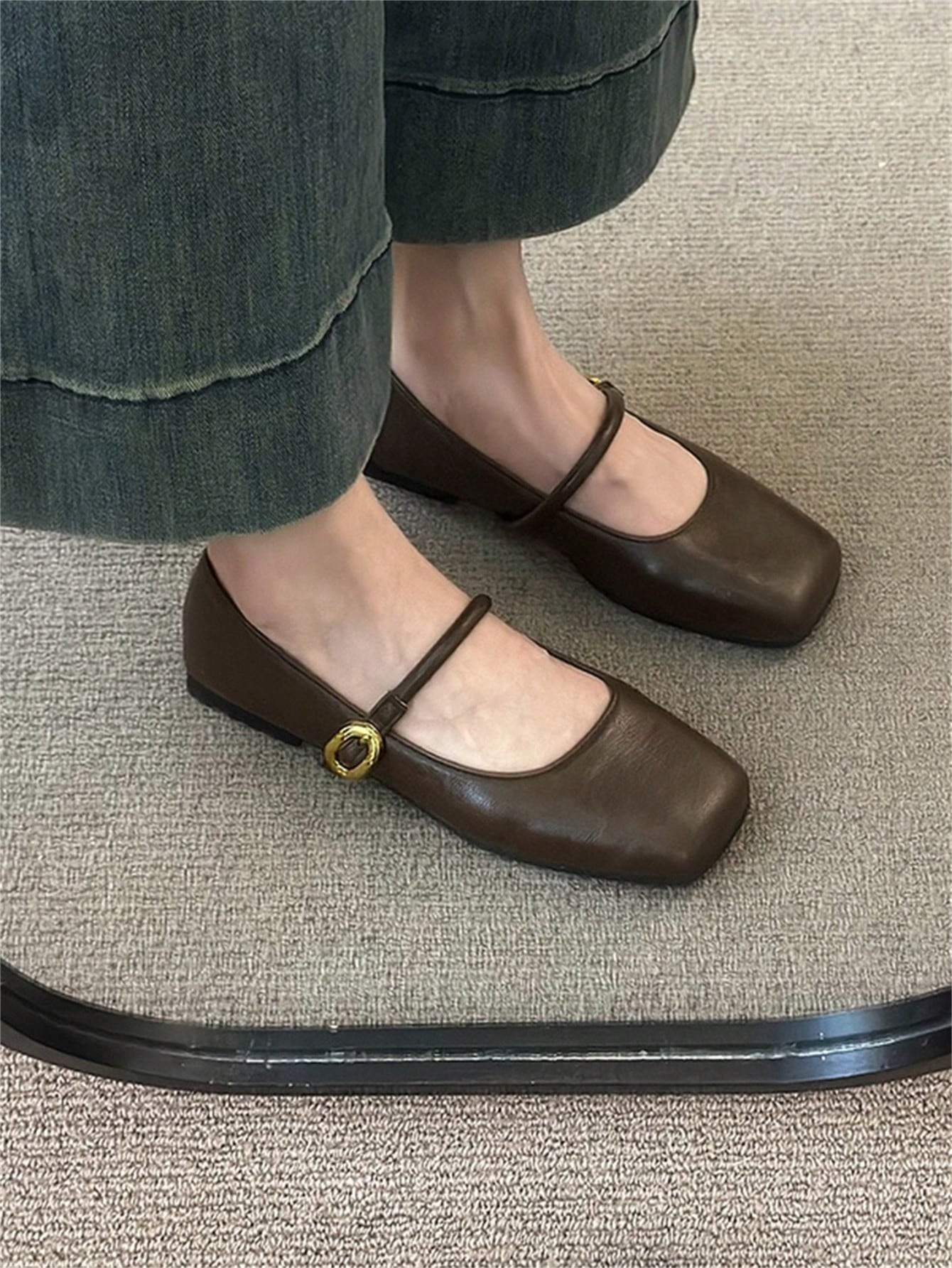 Women's Square Toe Mary Jane Vintage Style Flat Shoes