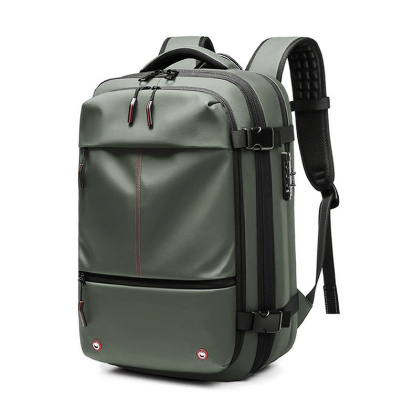 60L Expandable Vacuum Compression Backpack with USB Charging Port and Lock for Travel