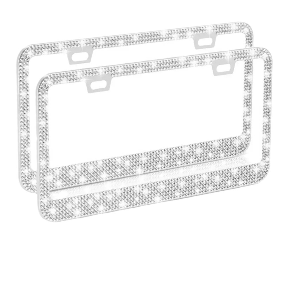 Car License Plate Frames Bling Crystal Diamonds Car Exterior Accessory 