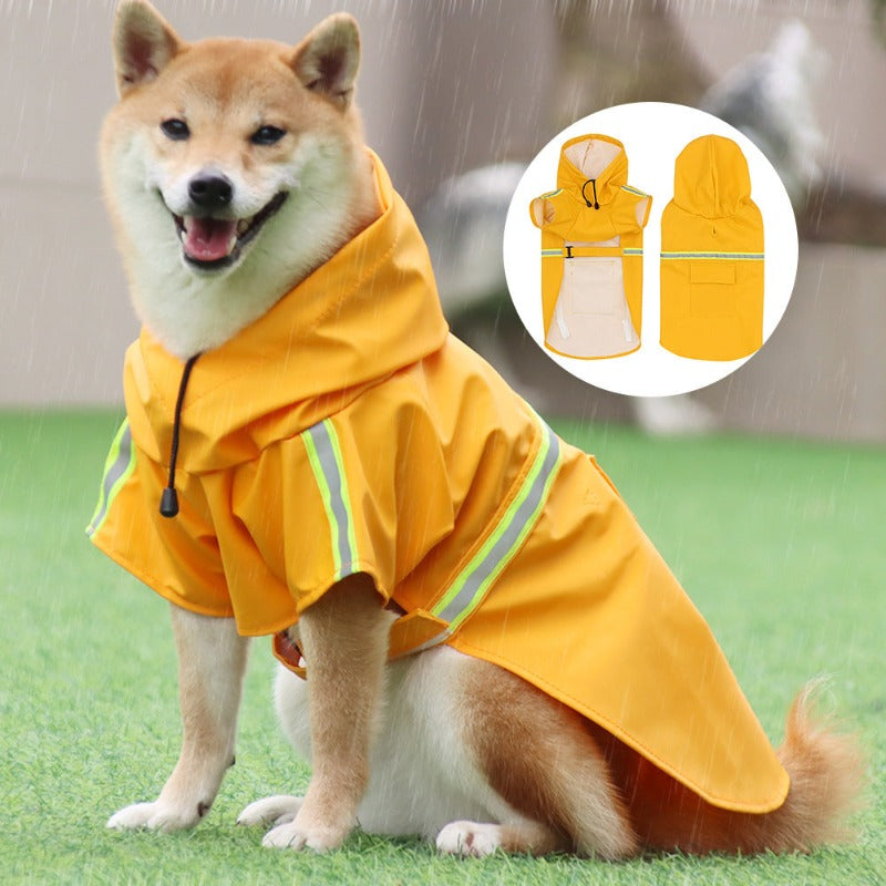 Reflective Pets Dog Raincoats With Hood Waterproof Adjustable Rain Pon