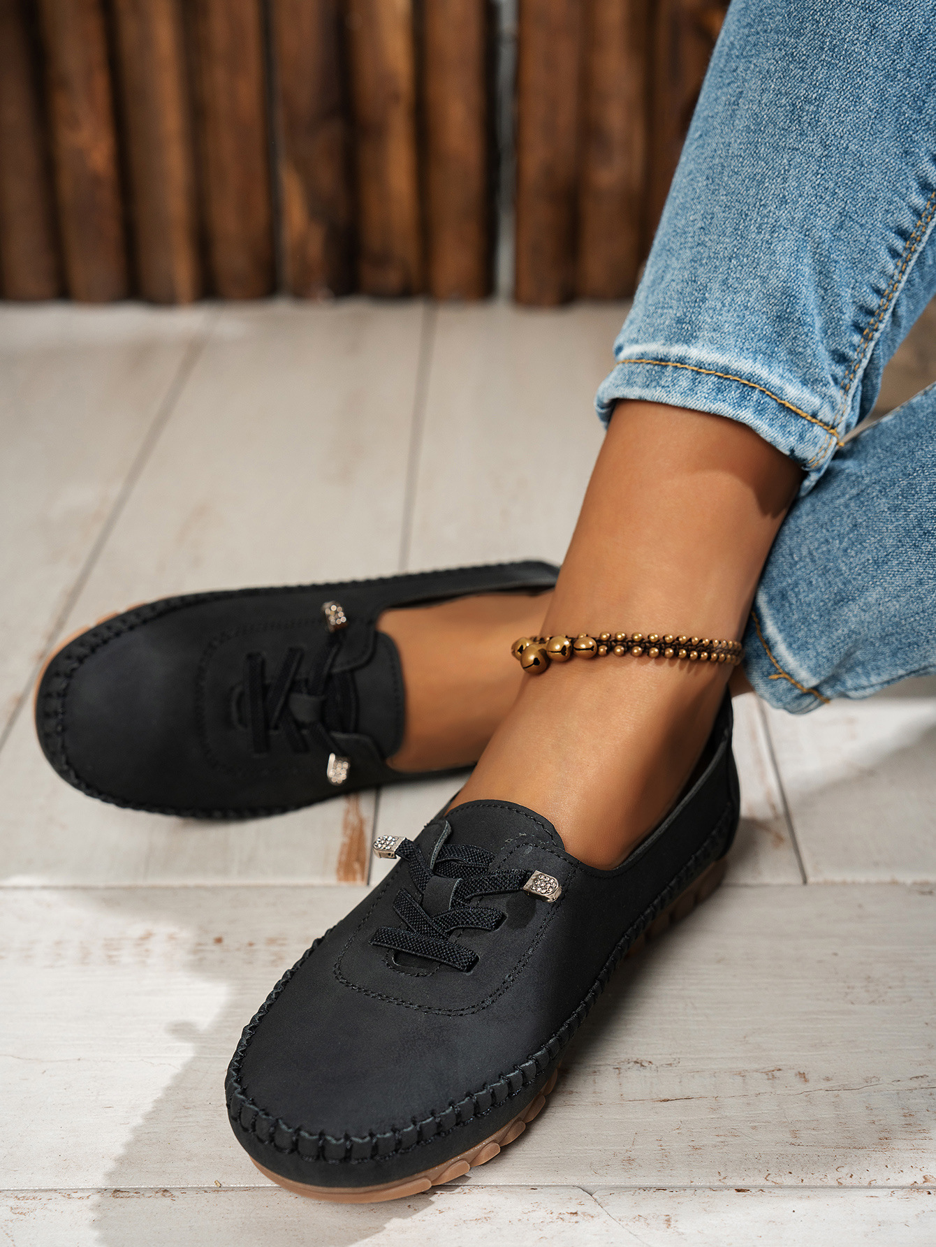 Women's Breathable Vintage Style Leather Loafers, Orthopedic Slip-On Moccasins