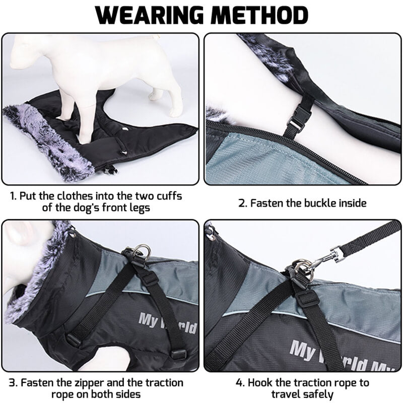 Waterproof Dog Jacket Harness for Cold Weather