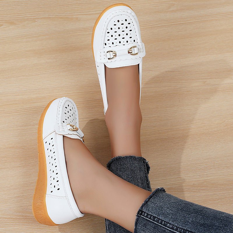 Women's Perforated Loafers | Breathable Slip-On Moccasins