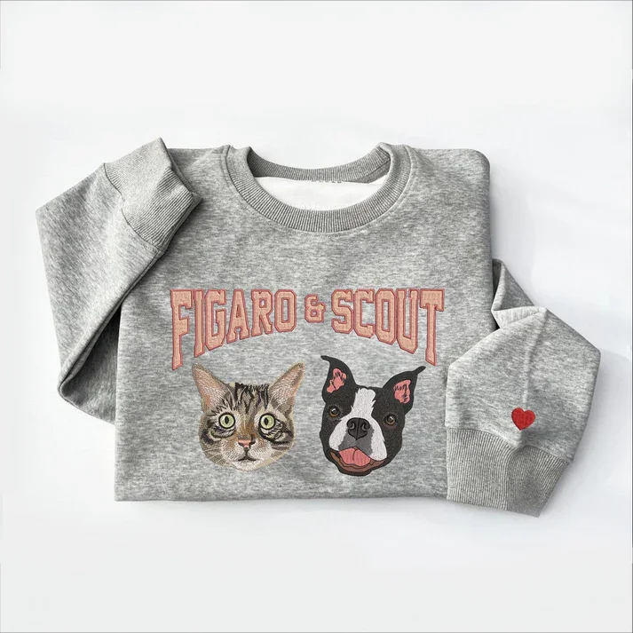 Custom Pet Photo Embroidered Sweatshirt & Hoodie