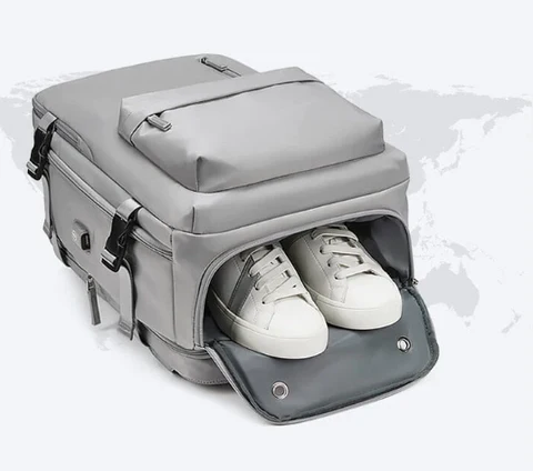 Travel Minimalist Backpack-Travel Backpack With USB Charging Port And Shoes Compartment