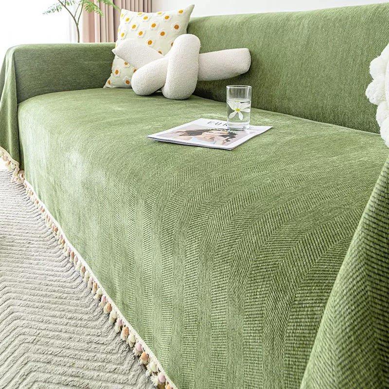 Pet Friendly Herringbone Tassel Luxe Sofa/Couch Cover