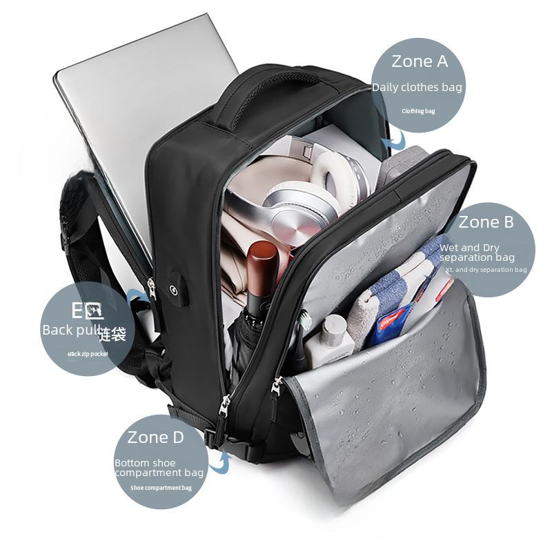 Cross-border New Travel Backpack Women's Large Capacity Multifunctional Luggage Middle School Student Schoolbag Travel Backpack Men's Bag