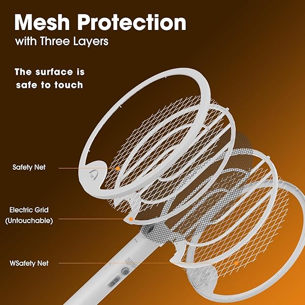 Electric Racket Bug Zapper Racket 3 in 1 Rechargeable Foldable Mosquito Swatter for Indoor and Outdoor