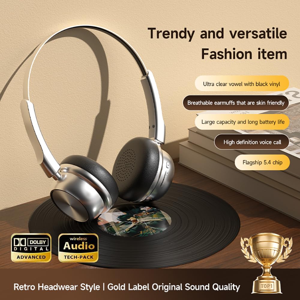 CR-20 Retro Bluetooth 5.4 Over-Ear Headphones
