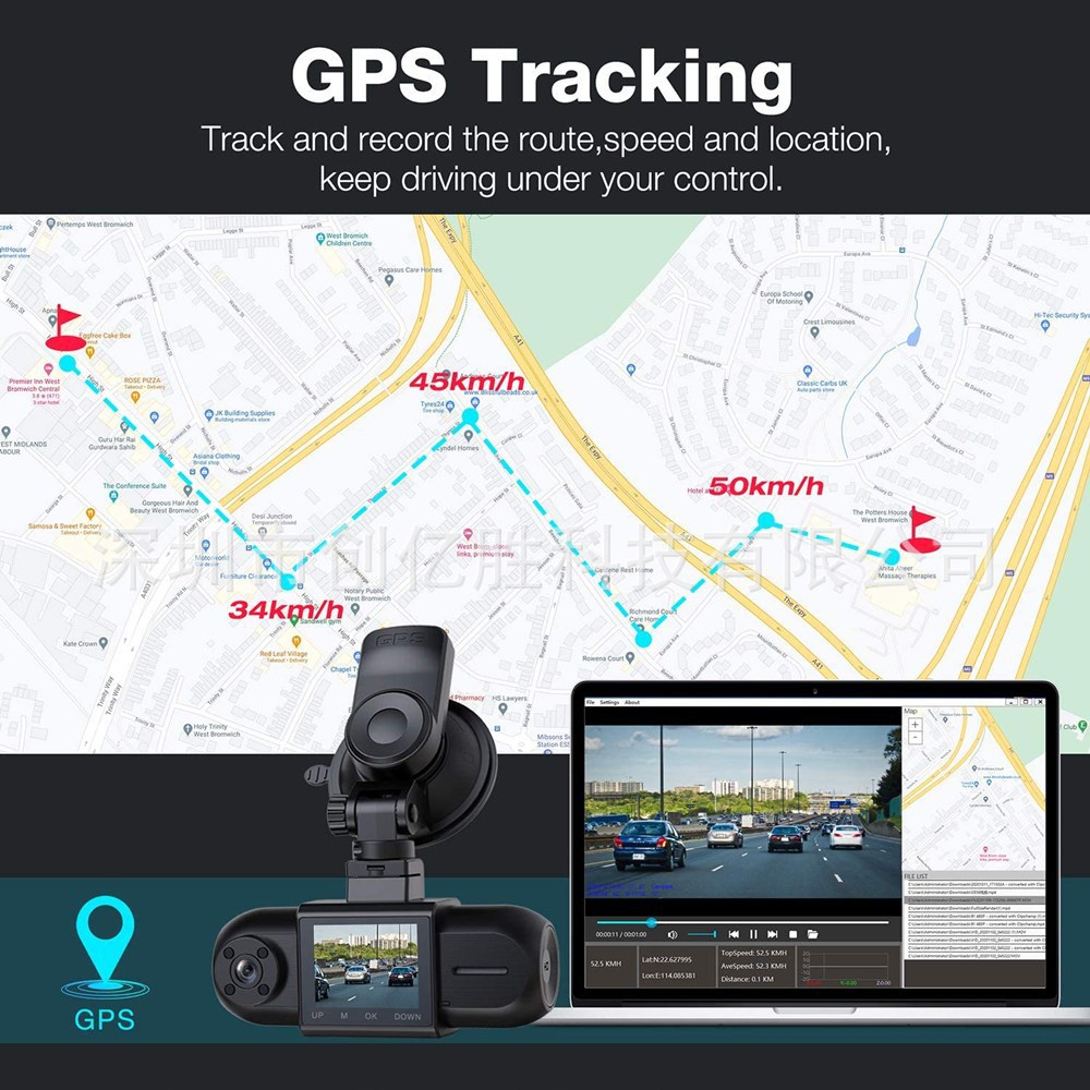 Cross-border 4K driving recorder double recording WiFi interconnection GPS positioning parking monitoring gravity sensing loop recording