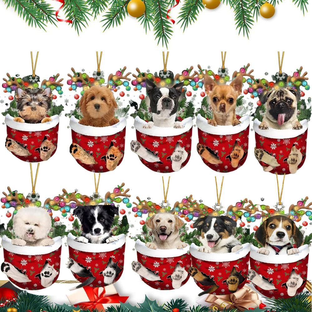 Dog Ornaments, Dog Christmas Stocking Decorations Christmas Ornaments