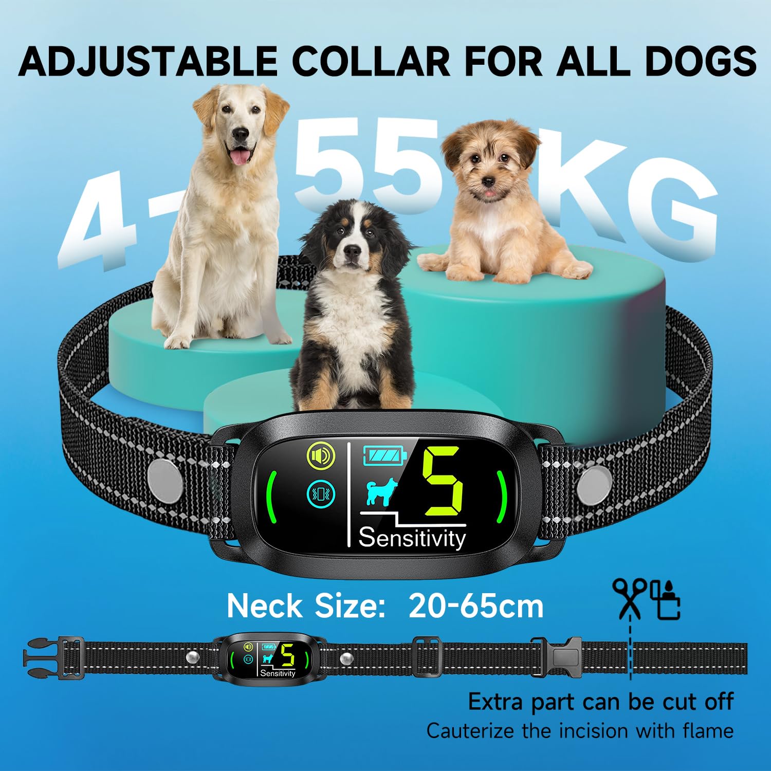 Anti Barking Dog Collars，Rechargeable Smart Bark Collar Harmless