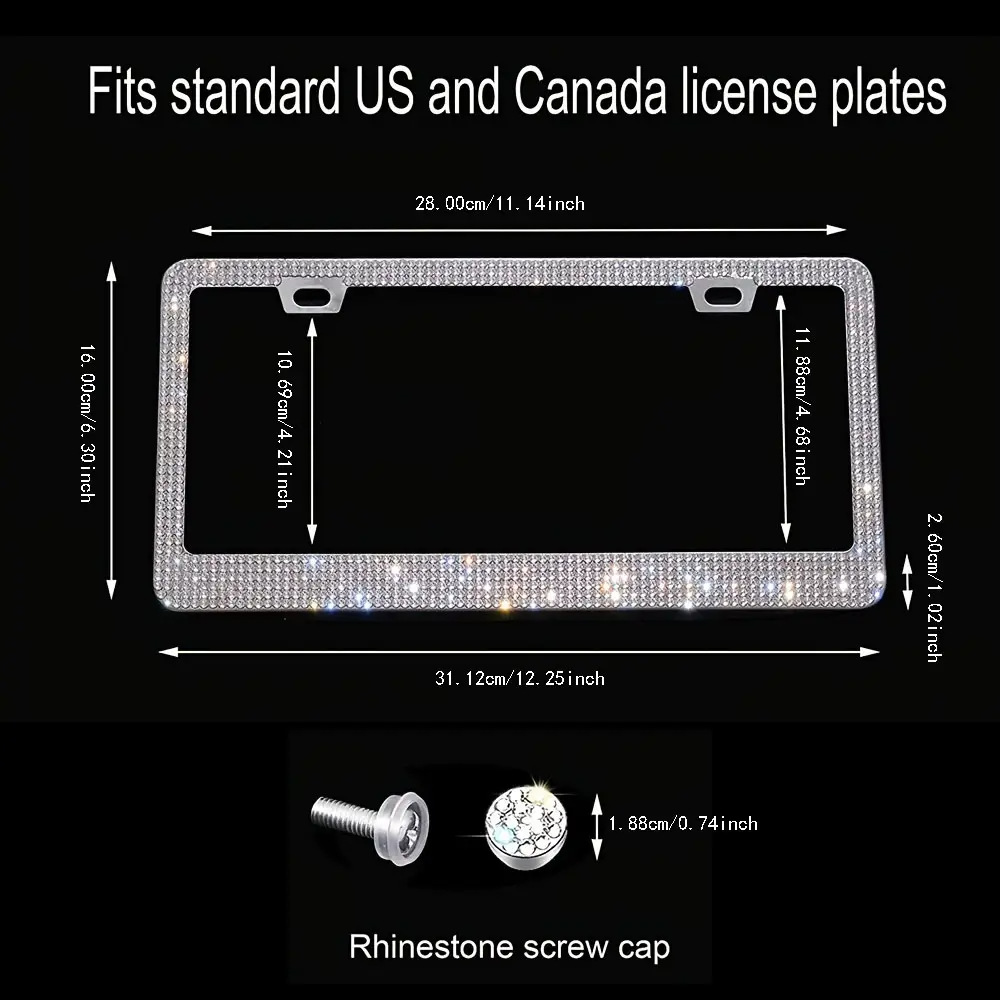 Car License Plate Frames Bling Crystal Diamonds Car Exterior Accessory 