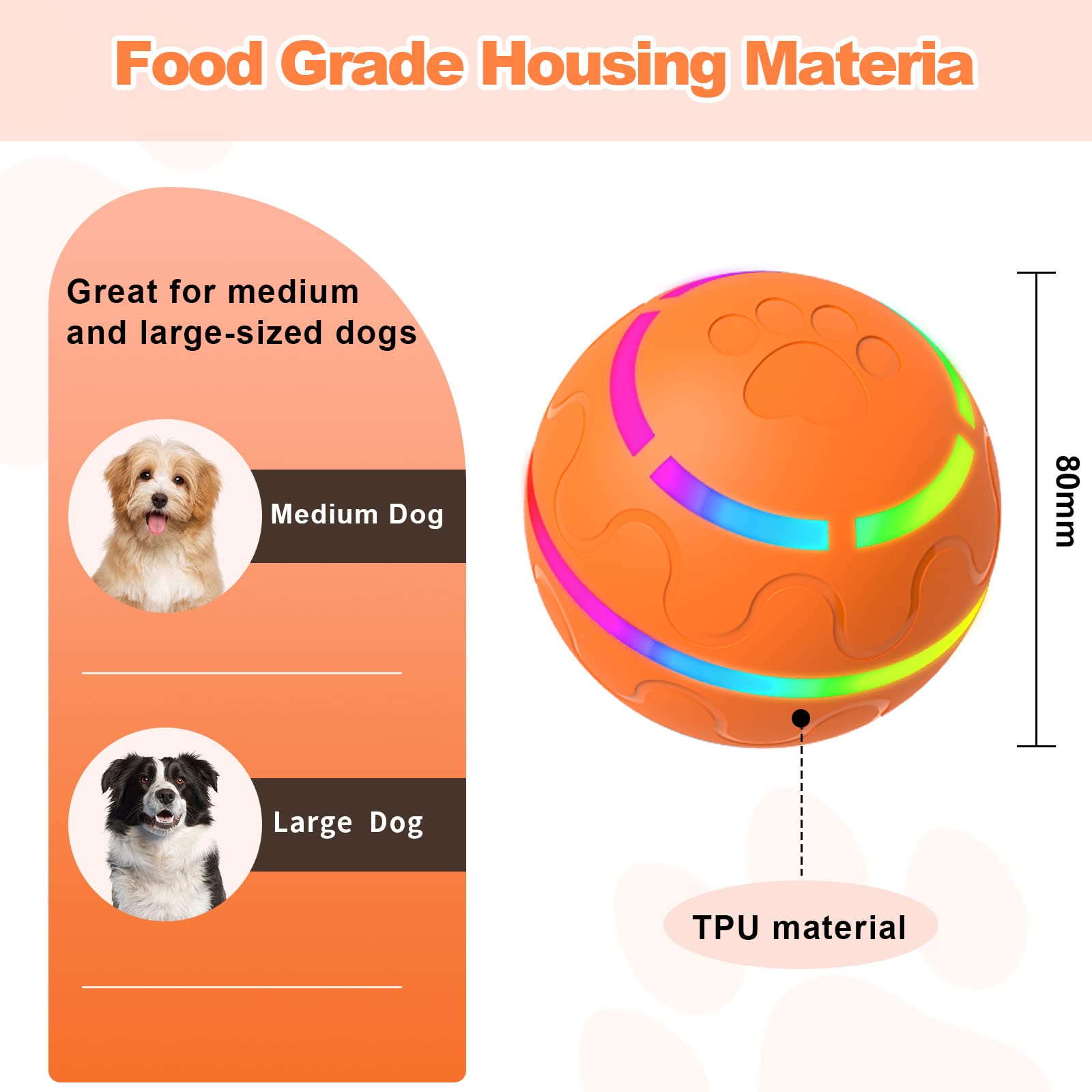 Interactive Dog Ball Toys, Active Rolling Ball for Dogs&Cats