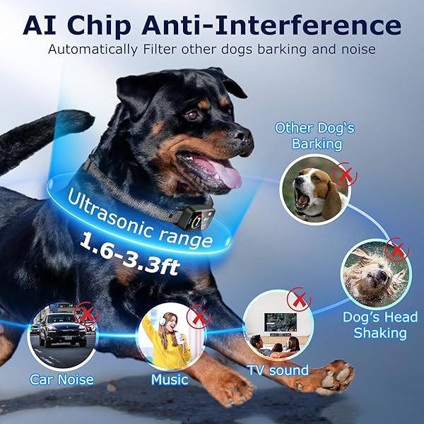 Ultrasonic Dog Bark Collar Deterrent Device，Bark Collar for Large Medium Dogs,