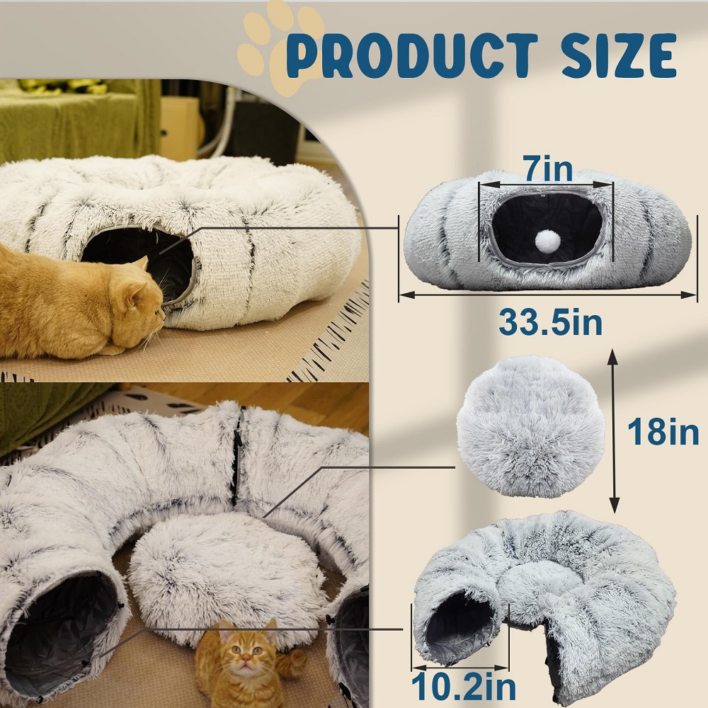 Cat Tunnel Bed, Warm Cat Tunnels for Indoor Cats