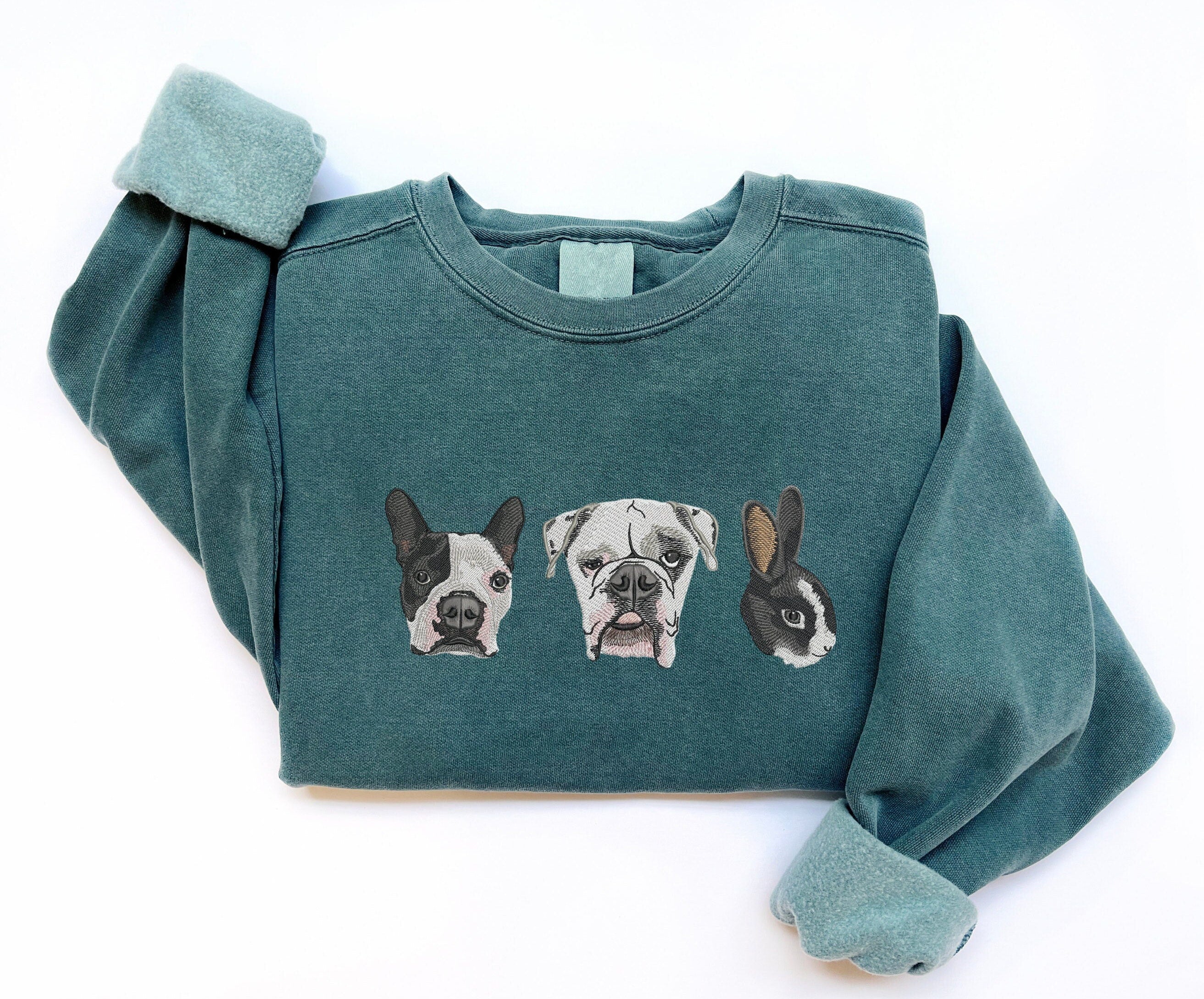Custom Embroidered Dog Portrait Photo Sweatshirt | Gifts For Pet Lovers