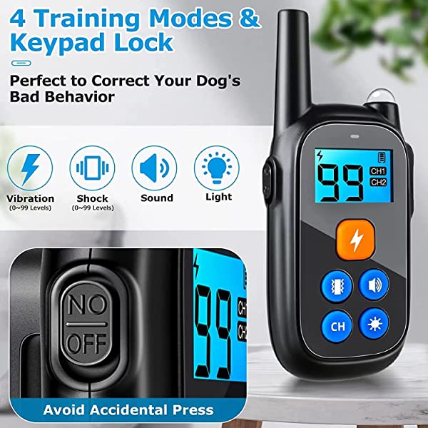 Dog Training Collar with 5 Safe Training Modes, Rechargeable Waterproof , Remote Range 2600Ft