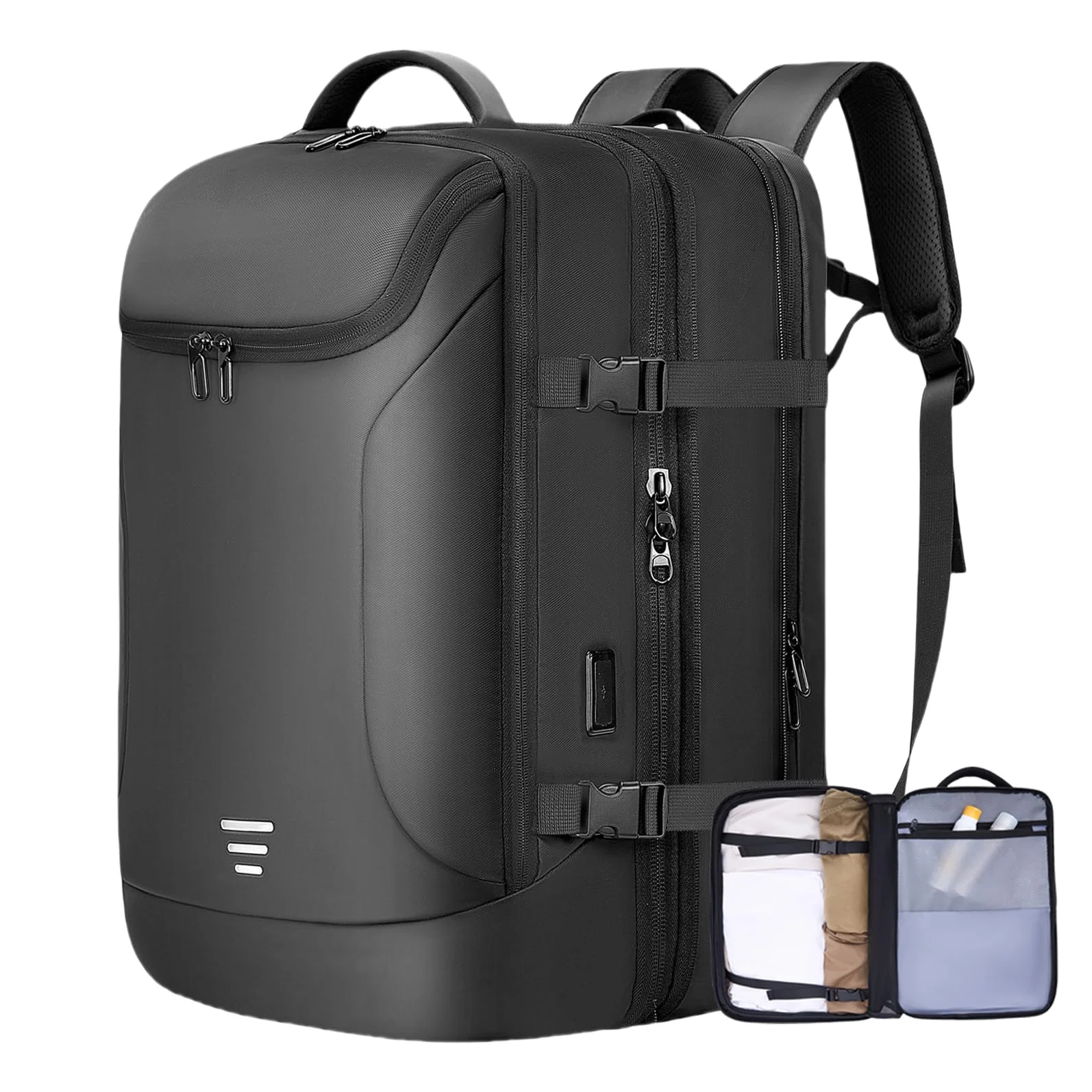 Travel Backpack for Men 50L Expandable Flight Approved Carry on Backpacks Luggage for Travel Water Resistant 17.3 inch Laptop Backpack with USB Charging Port