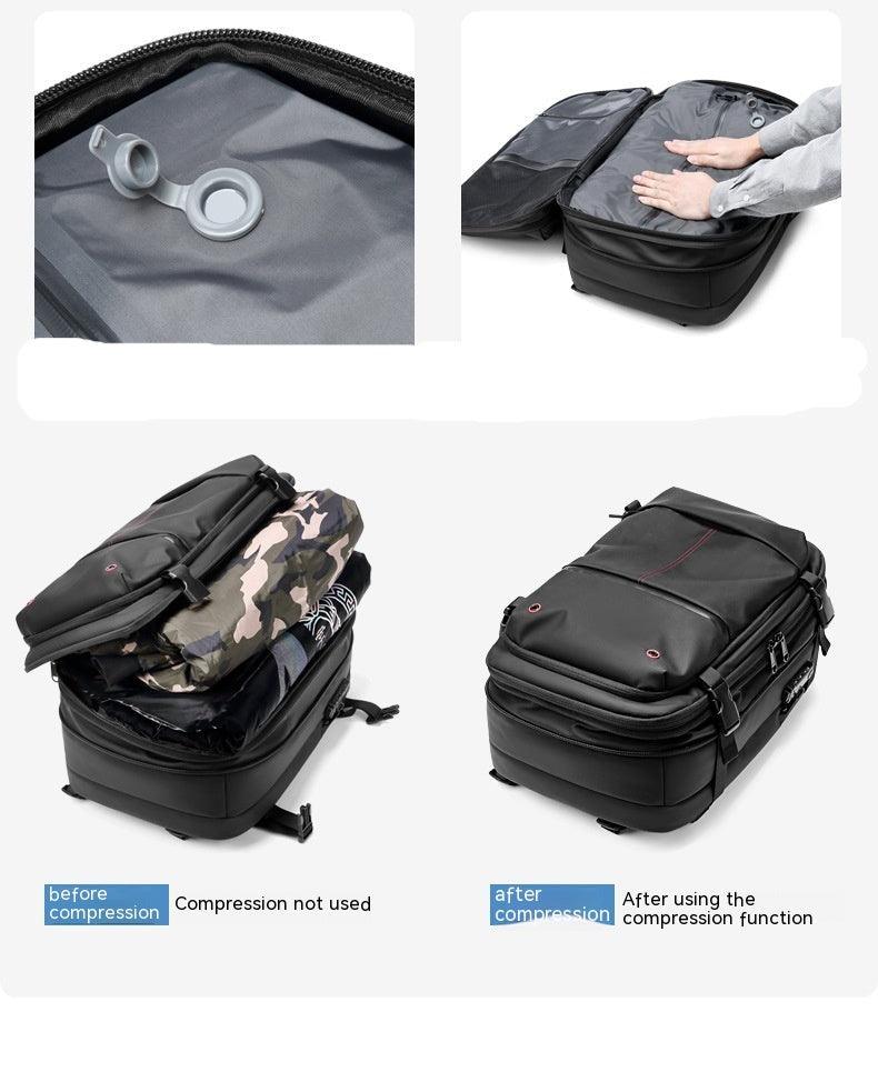 60L Expandable Vacuum Compression Backpack with USB Charging Port and Lock for Travel