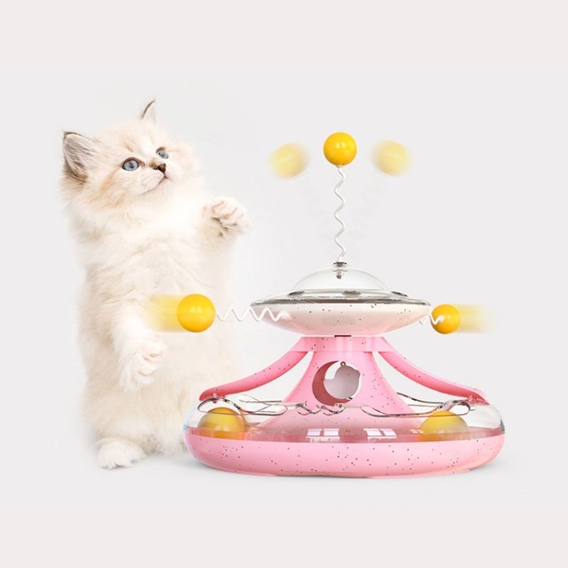 Turntable Track Ball Windmill Food Leakage Cat Toy