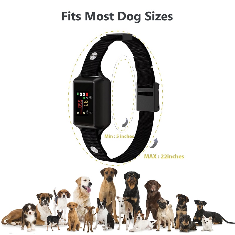 Intelligent Bark Collar, IP68 Waterproof Rechargeable Anti Bark Stop Bark Dog Collar with Beep Vibration Shock