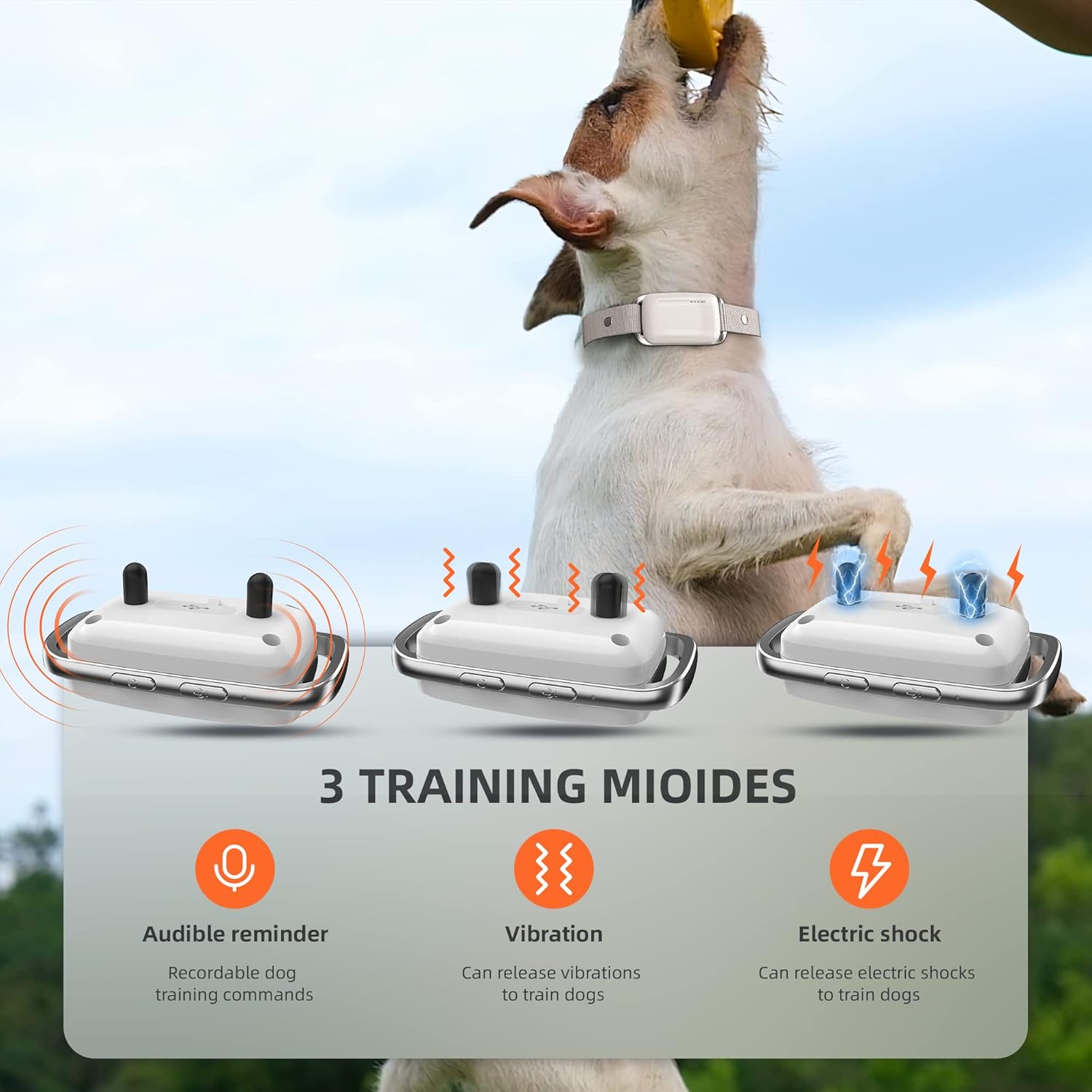 Dog Shock Collar Waterproof Rechargeable E-Collar for Dogs with 16 Levels Beep Vibration Shock Electric Dog Training Collar with Remote