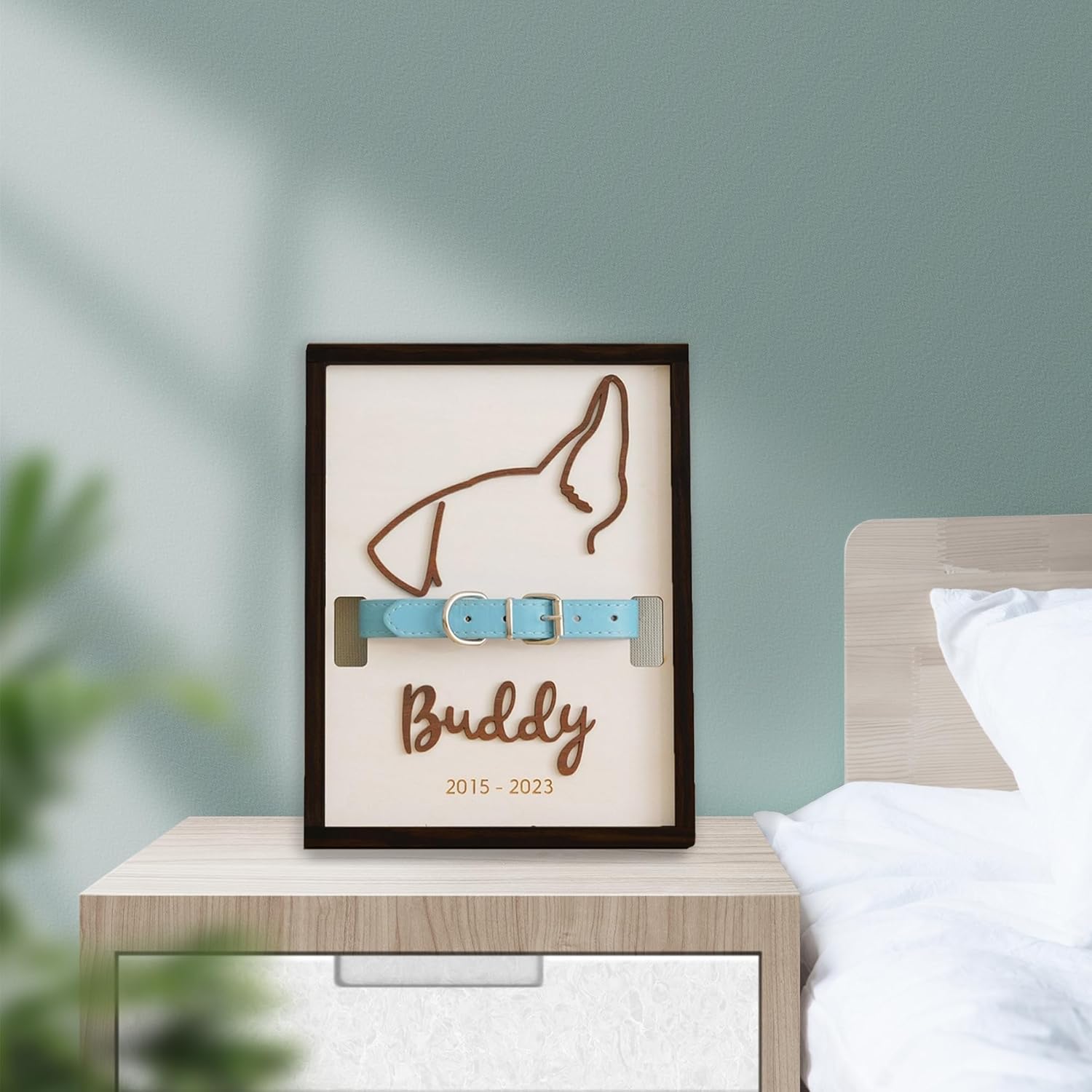 Custom Dog Collar Memorial Frame - Personzlized Dog Ear Frame Art