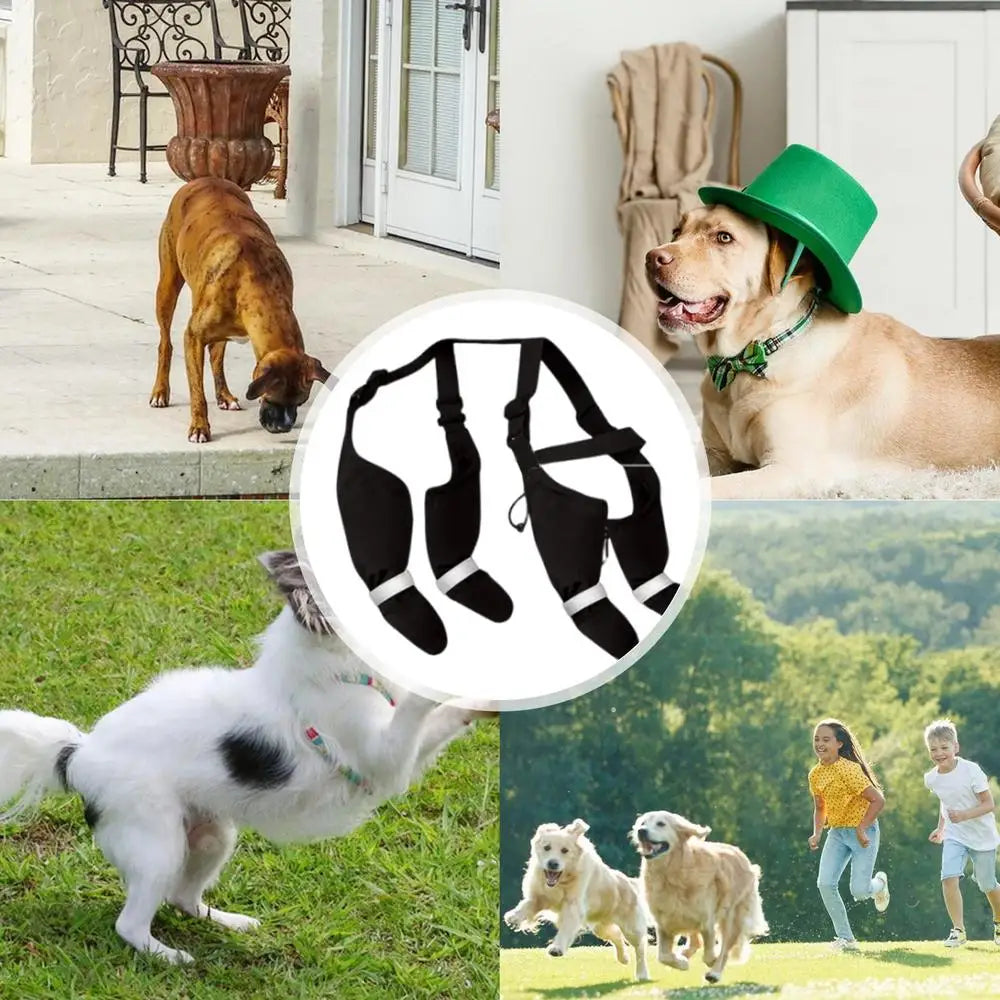 Reflective Dog Boots Shoes For Dogs Non-slip Pets Paws Protector Adjustable Walking Shoes Suspender Boots Outdoor Pet Sneakers