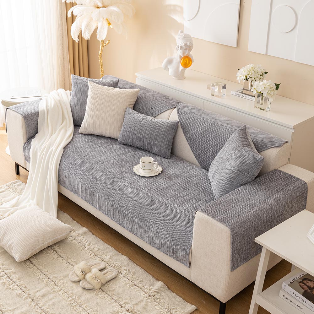 Simple Striped Chenille Anti-scratch Couch Cover
