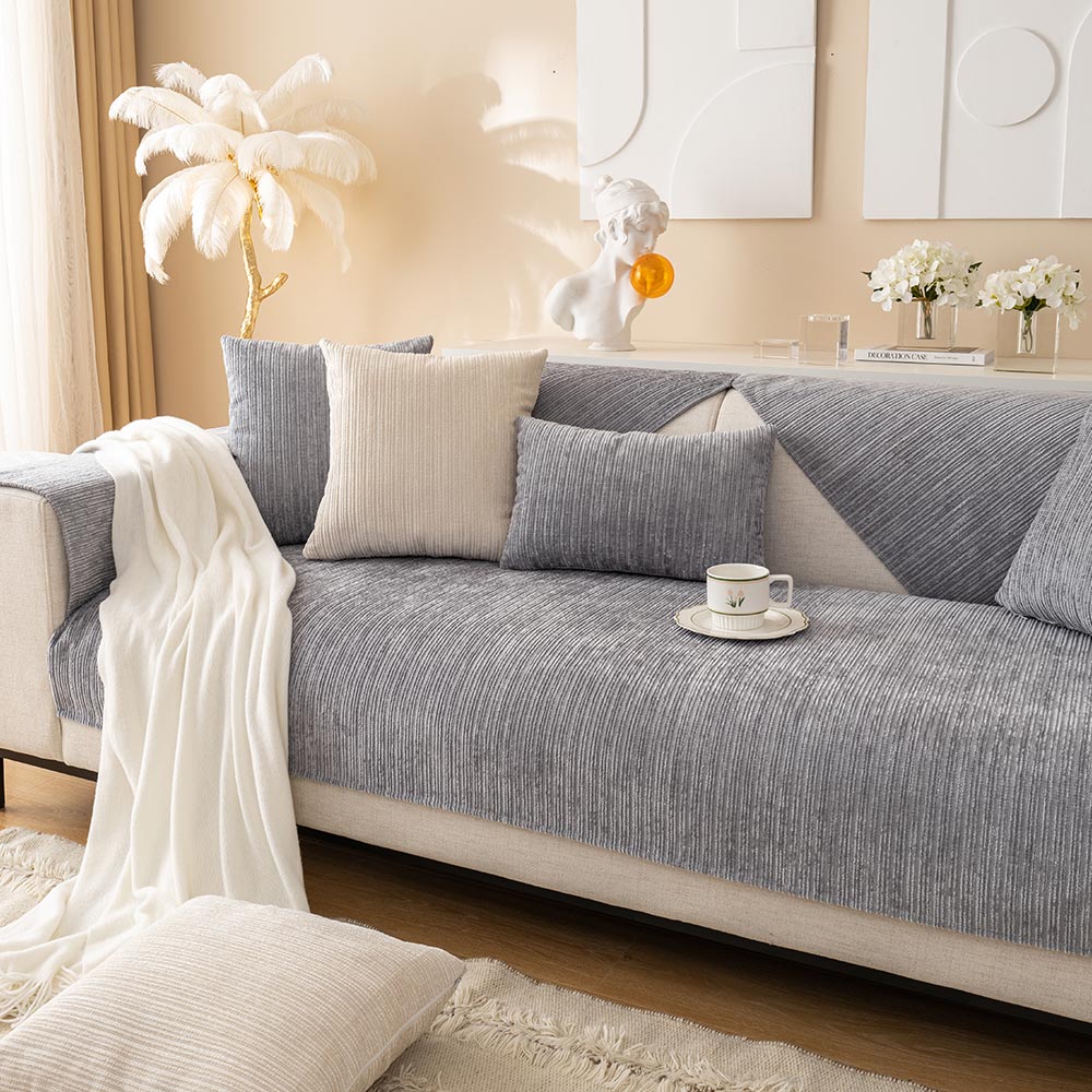 Simple Striped Chenille Anti-scratch Couch Cover