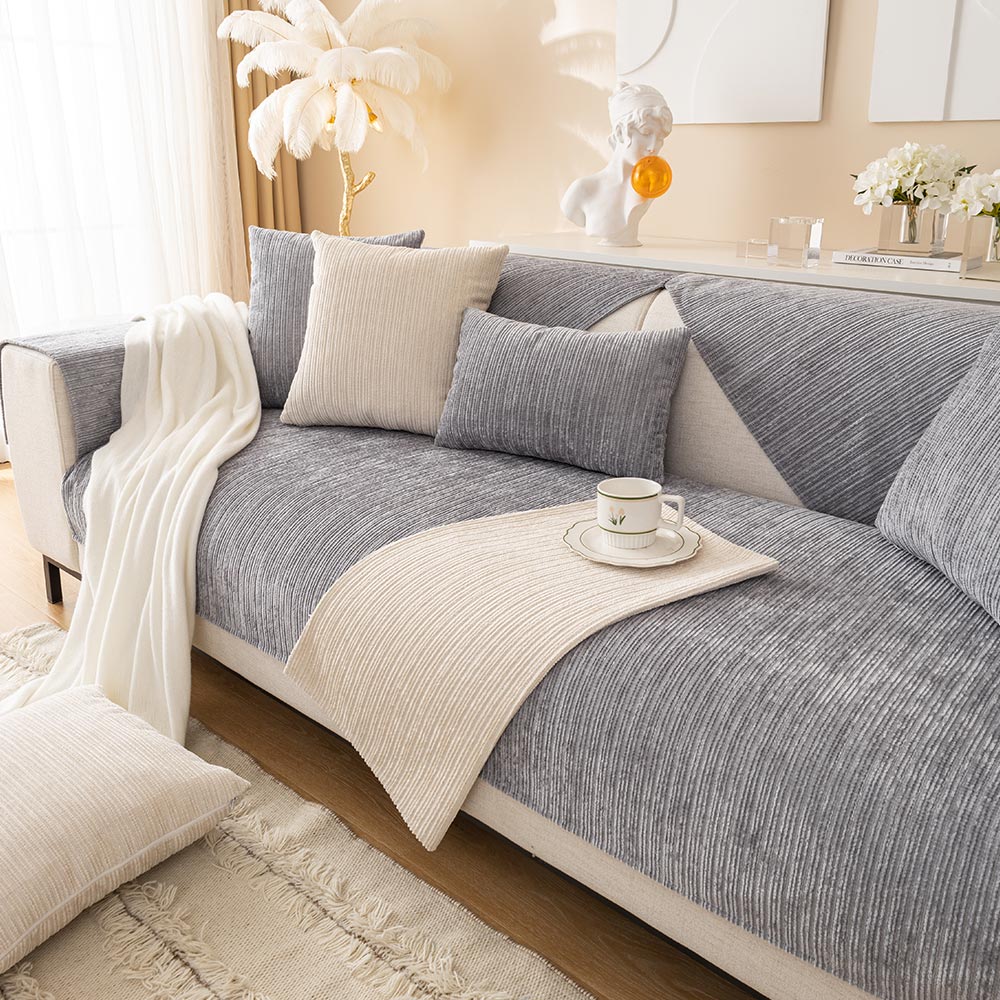 Simple Striped Chenille Anti-scratch Couch Cover