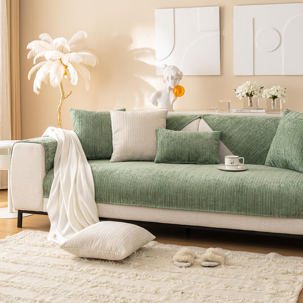 Simple Striped Chenille Anti-scratch Couch Cover