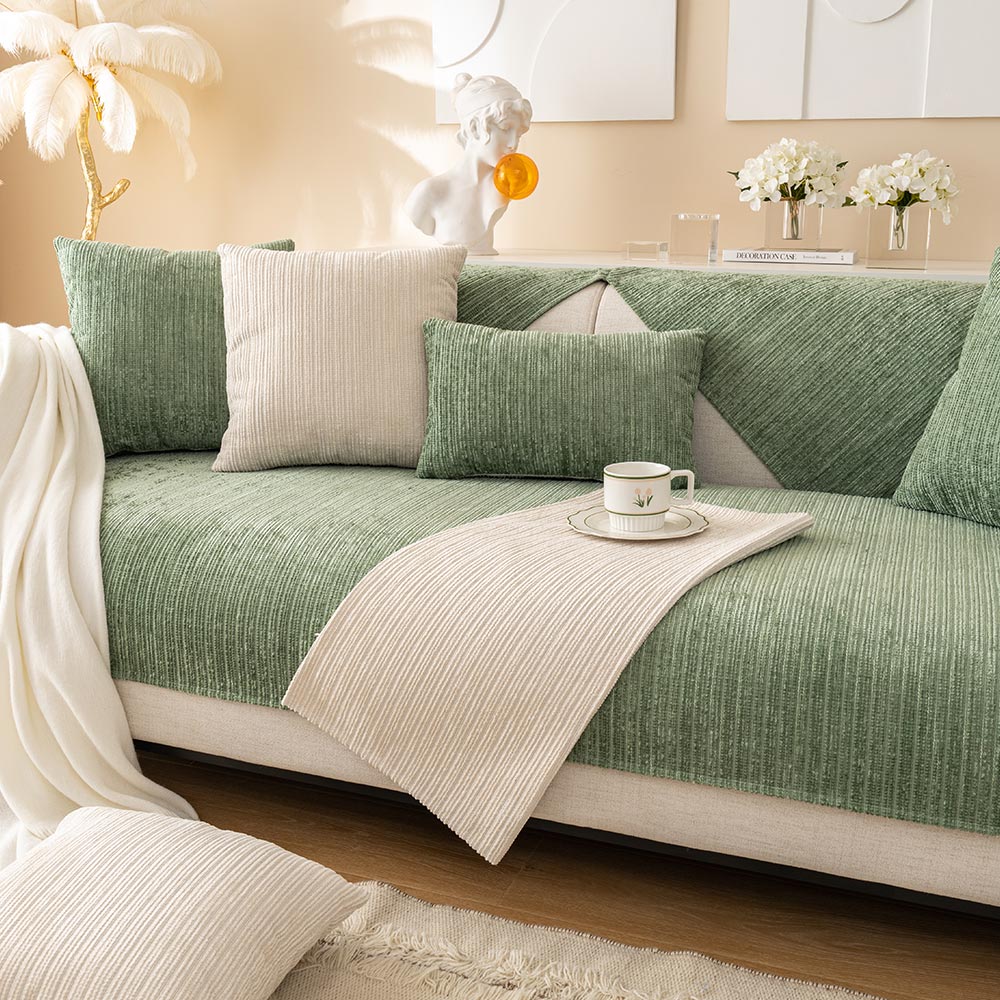Simple Striped Chenille Anti-scratch Couch Cover