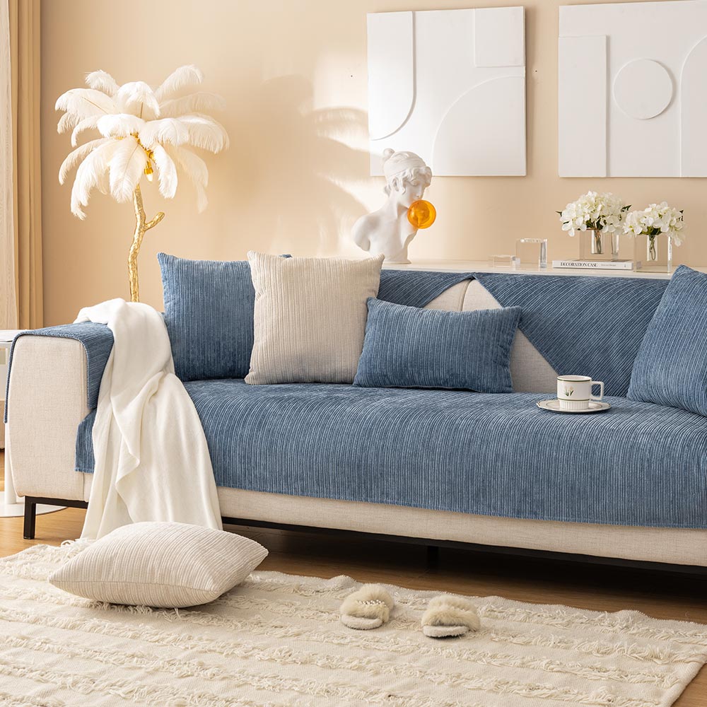 Simple Striped Chenille Anti-scratch Couch Cover