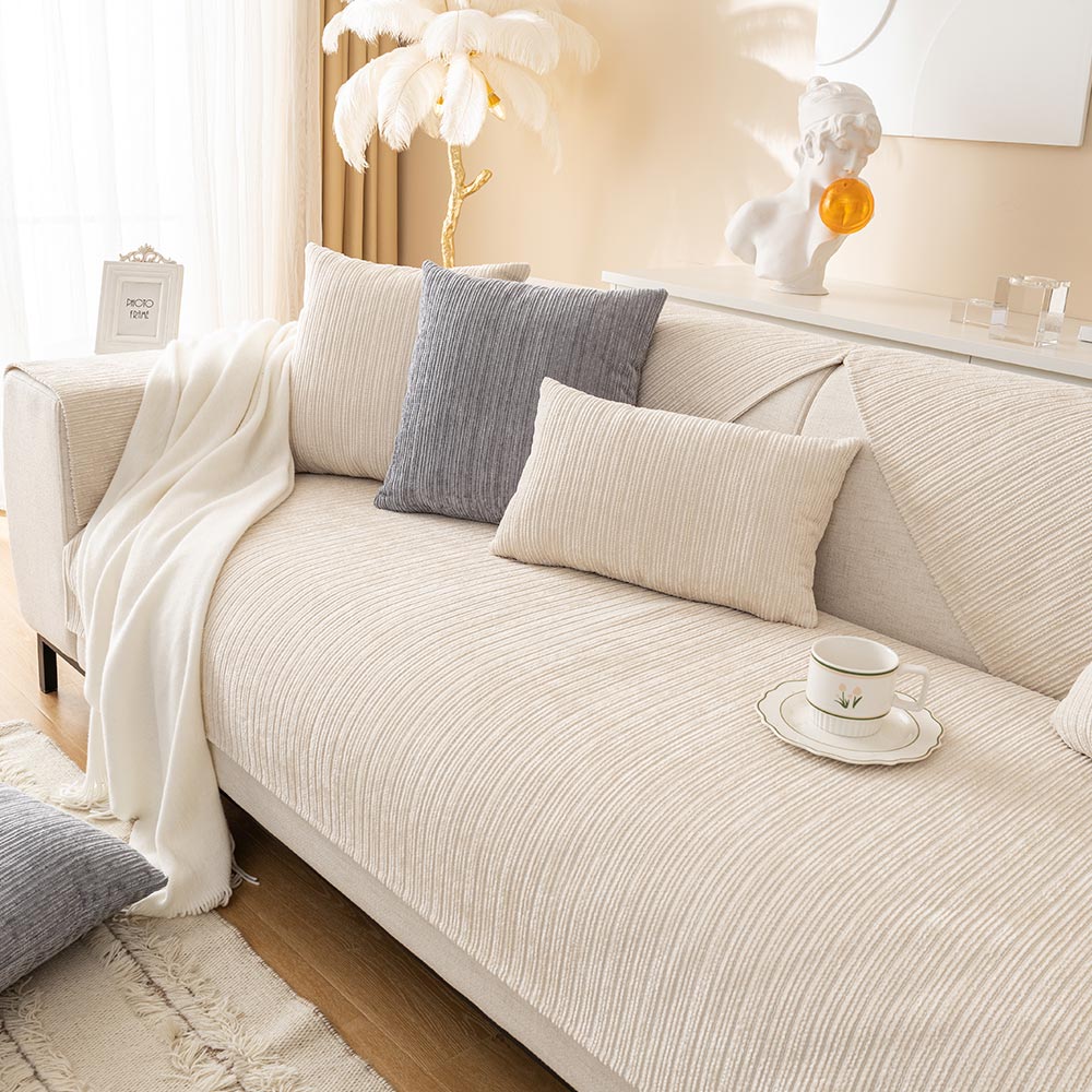 Simple Striped Chenille Anti-scratch Couch Cover