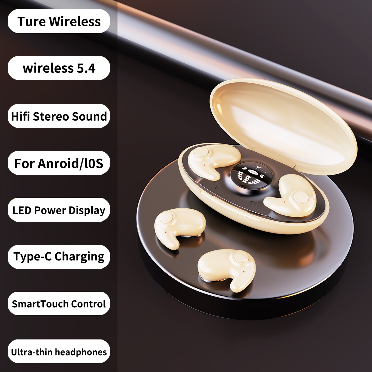 Invisible Wireless Sleep Earphone With Ipx5 Waterproofing