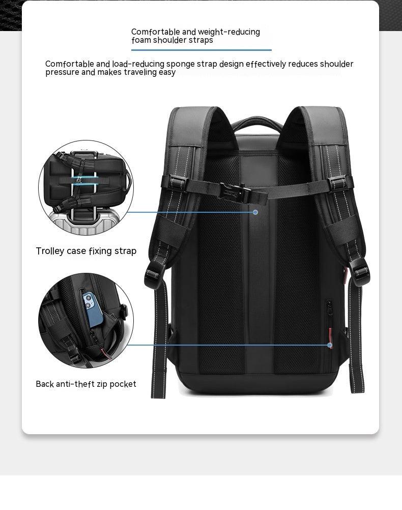 60L Expandable Vacuum Compression Backpack with USB Charging Port and Lock for Travel