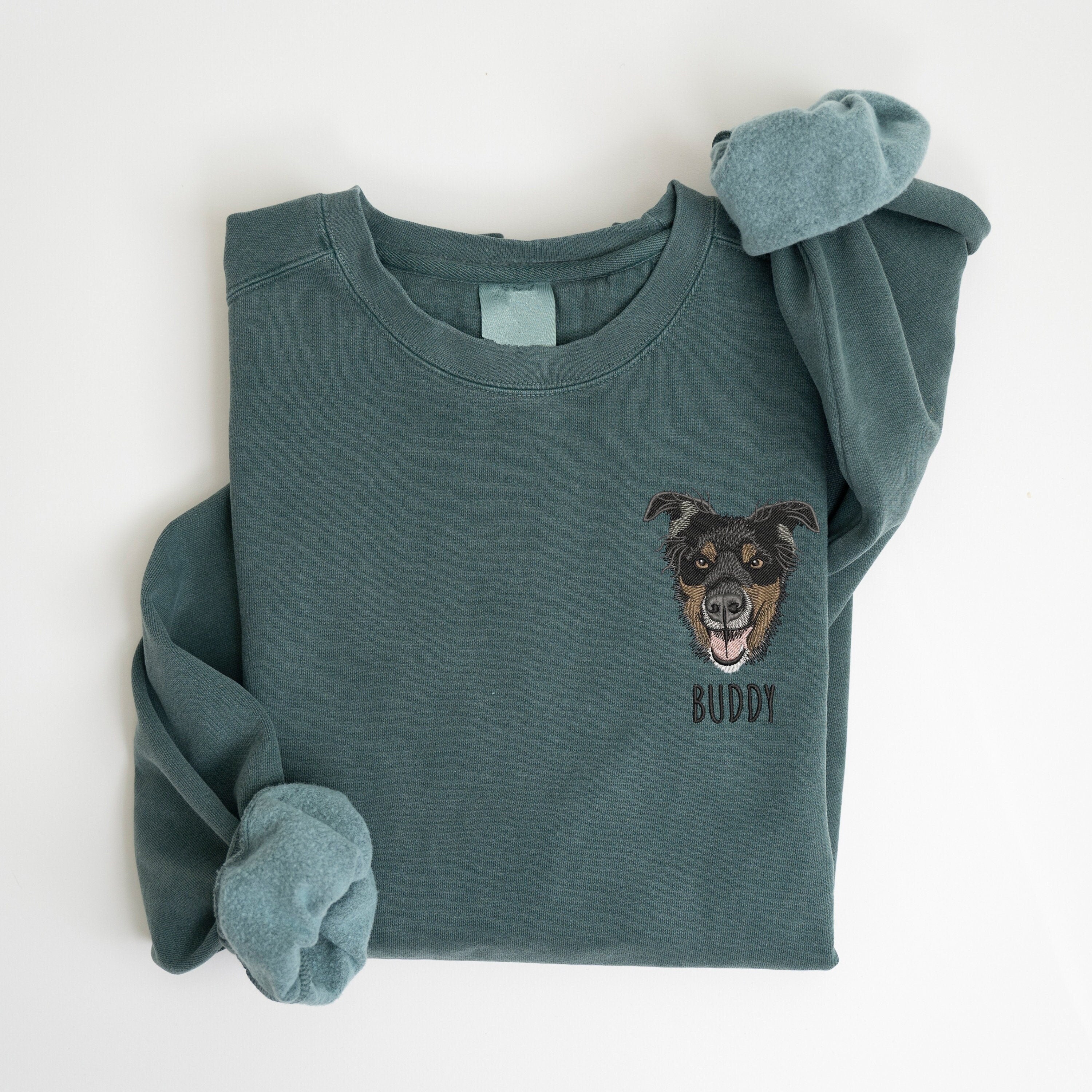Personalized Pet Face and Name Embroidered Sweatshirt Hoodie