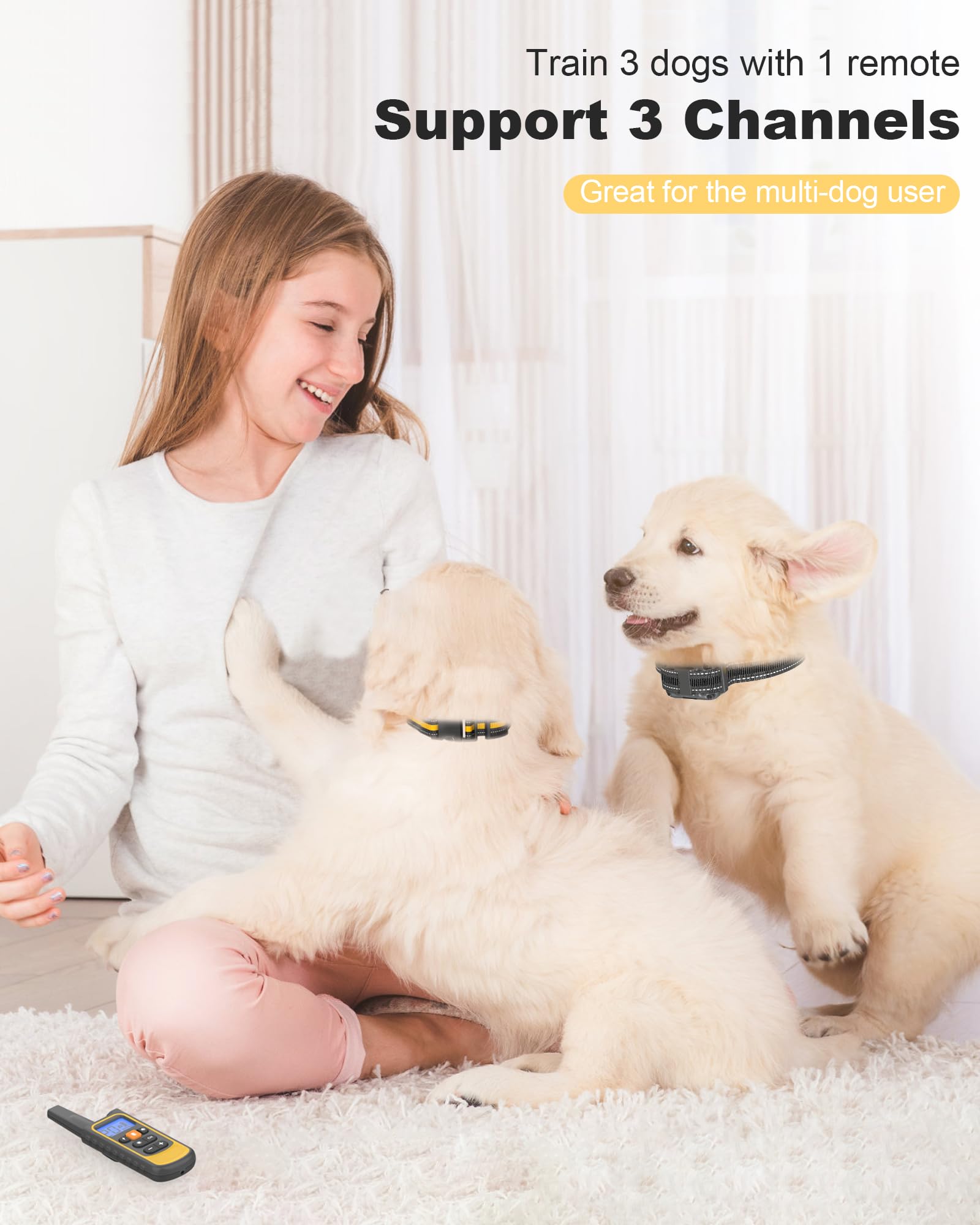 Dog Shock Collar, Rechargeable Waterproof Dog Training Collar with Remote