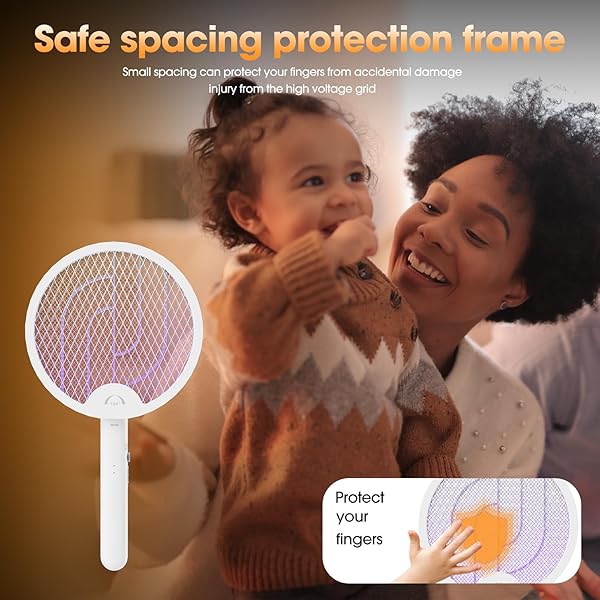 Electric Racket Bug Zapper Racket 3 in 1 Rechargeable Foldable Mosquito Swatter for Indoor and Outdoor