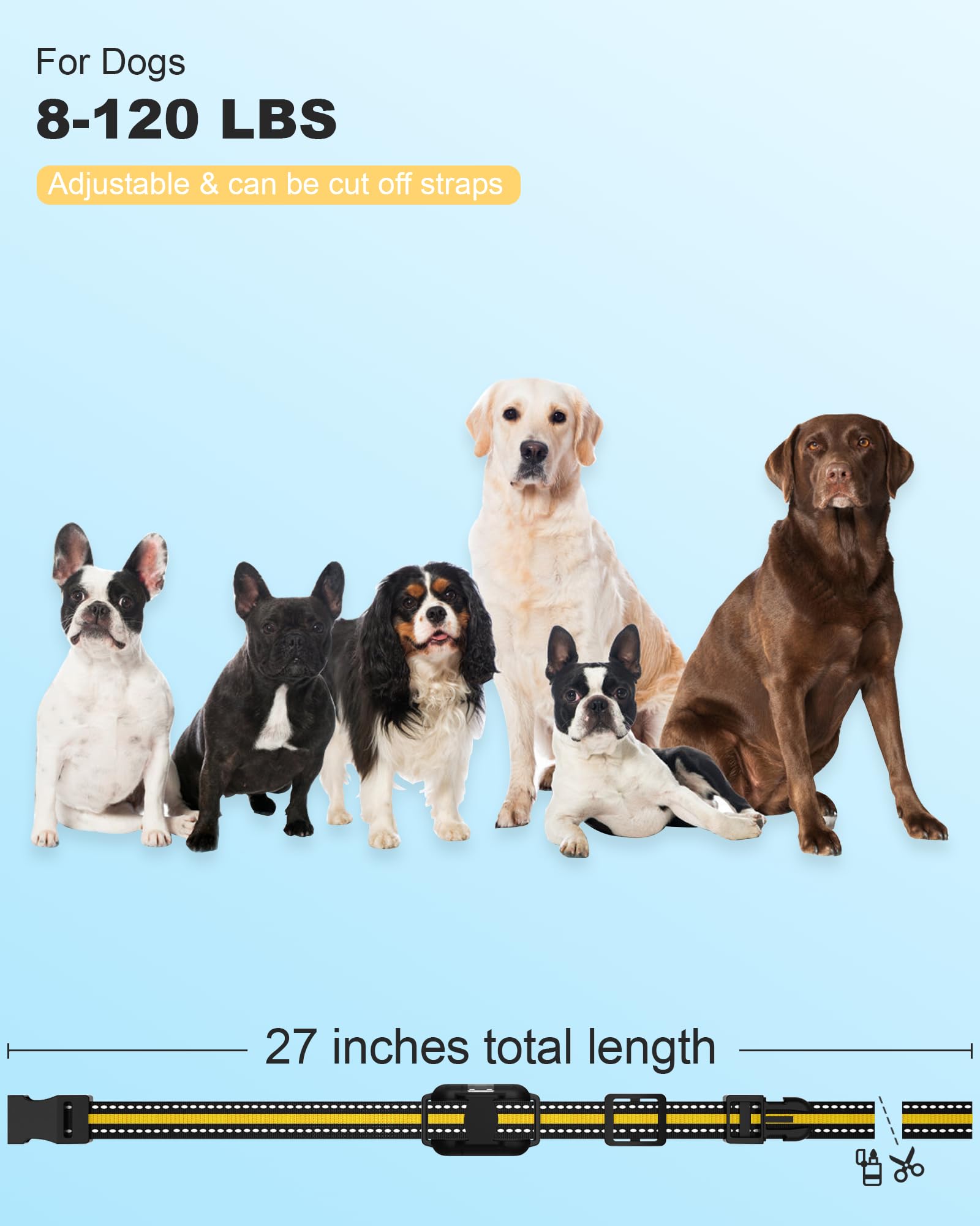 Dog Shock Collar, Rechargeable Waterproof Dog Training Collar with Remote