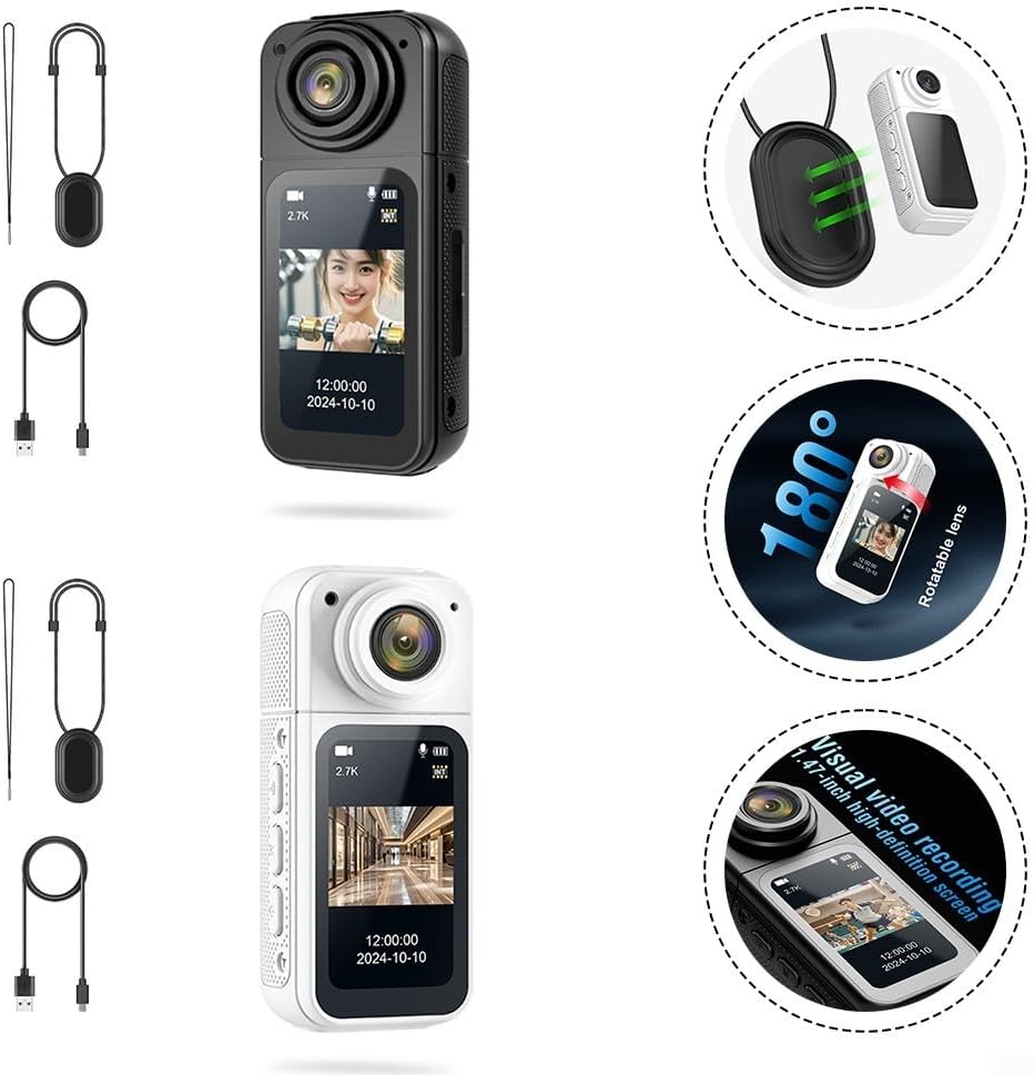4K Body Cameras with Audio & Video Recording, Thumb Action Camera